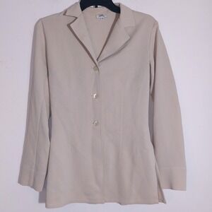 Pablo Paris Women's Vintage Beige Tailored Ribbed Blazer Jacket Size 36